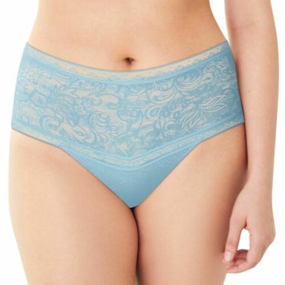 Maidenform NWT Clear Water Blue Everyday Smooth High Waist Lace Thong DMTSTG 5 6 - Picture 1 of 3